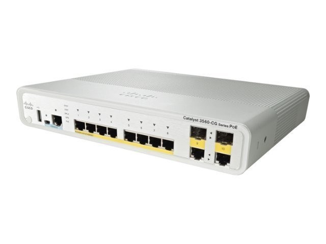 WS-C3560CG-8PC-S Коммутатор Cisco Catalyst 3560C Switch 8 GE PoE(+), 2 x Dual Uplink, IP Base WS-C3560CG-8PC-S - фото 26282