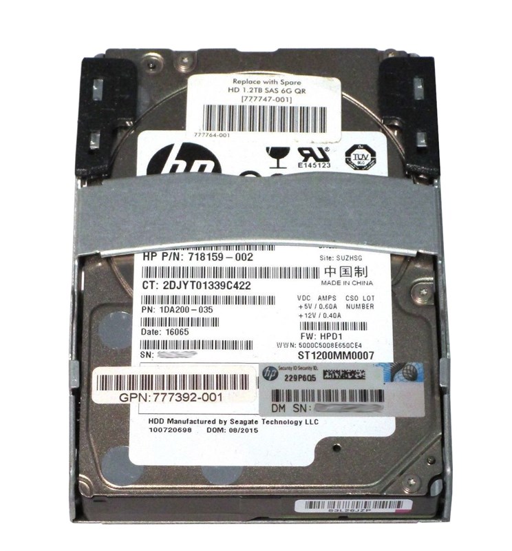 777391-B21 HPE 1.2TB 10K 6G 2.5” SAS QR Hard Drive 777391-B21 - фото 26717