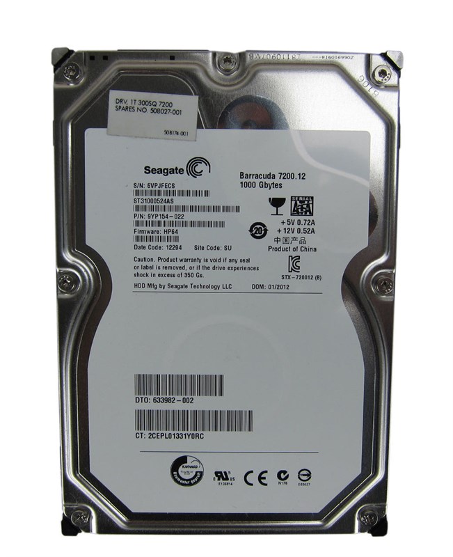 Жесткий диск HP 508027-001 1Tb SATAII 3,5" HDD 508027-001 - фото 26809