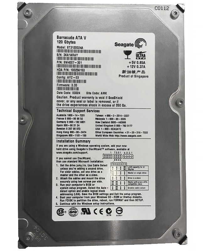 Жесткий диск Seagate ST3120024A 120Gb 7200 IDE 3.5" HDD ST3120024A - фото 27892