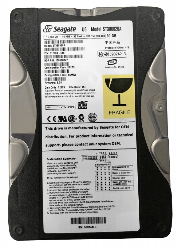 Жесткий диск Seagate ST380020A 80Gb 5400 IDE 3.5" HDD ST380020A - фото 27901