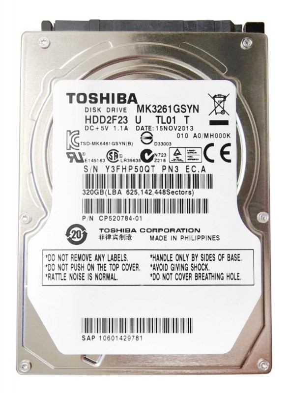 Жесткий диск Toshiba MK3261GSYN 320Gb 7200 SATAII 2,5" HDD MK3261GSYN - фото 27968