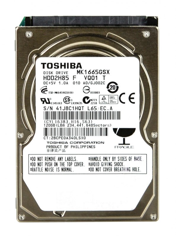 Жесткий диск Toshiba MK1665GSX 160Gb 5400 SATAII 2,5" HDD MK1665GSX - фото 27978