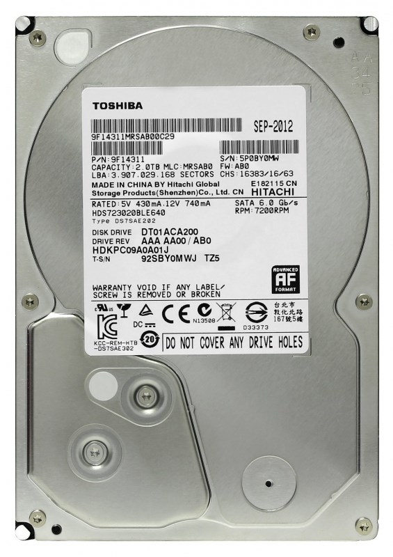 Жесткий диск Toshiba DT01ACA200 2Tb SATAIII 3,5" HDD DT01ACA200 - фото 28039