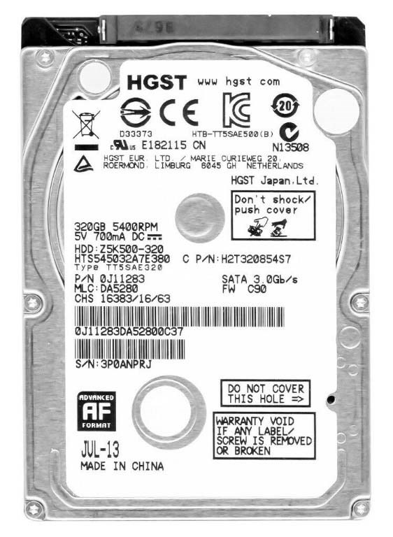 Жесткий диск Hitachi HTS545032A7E380 320Gb 5400 SATAII 2,5" HDD HTS545032A7E380 - фото 28060