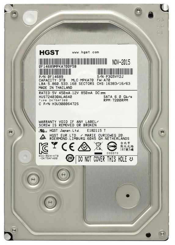 Жесткий диск Hitachi HUS724030ALA640 3Tb 7200 SATAIII 3.5" HDD HUS724030ALA640 - фото 28108