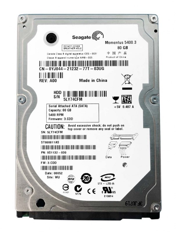 Жесткий диск Seagate ST980811AS 80Gb 5400 SATA 2,5" HDD ST980811AS - фото 28373