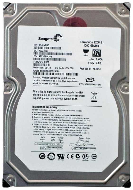 Жесткий диск Seagate 9BX158-303 1Tb SATAII 3,5" HDD 9BX158-303 - фото 28456