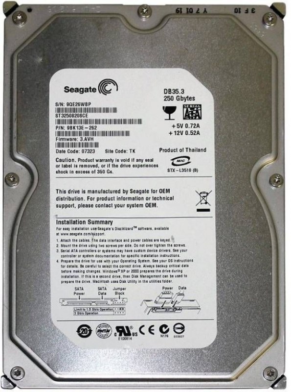 Жесткий диск Seagate ST3250820SCE 250Gb 7200 SATAII 3.5" HDD ST3250820SCE - фото 28533