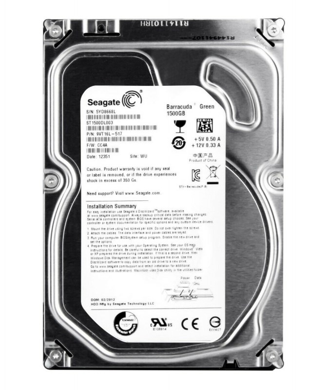 Жесткий диск Seagate ST1500DL003 1,5Tb 5900 SATAIII 3.5" HDD ST1500DL003 - фото 28551