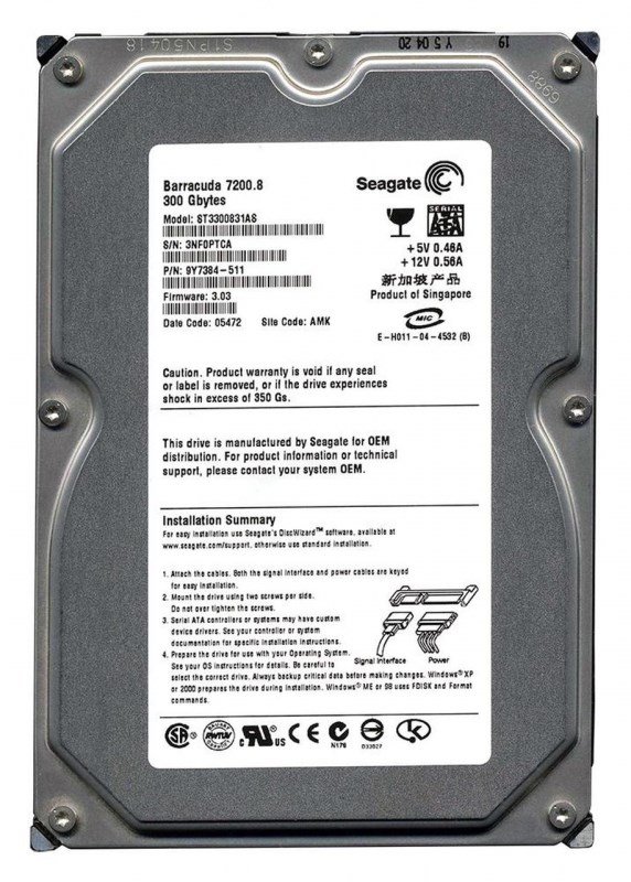 Жесткий диск Seagate 9Y7384 300Gb 7200 SATA 3.5" HDD 9Y7384 - фото 28580