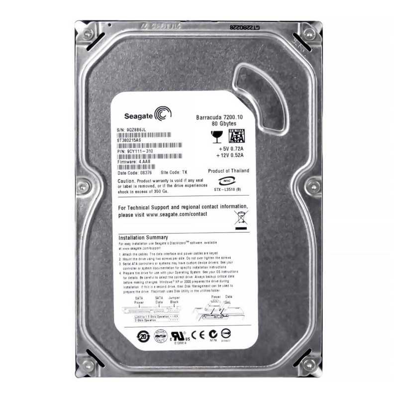 Жесткий диск Seagate ST380215AS 80Gb 7200 SATAII 3.5" HDD ST380215AS - фото 28602