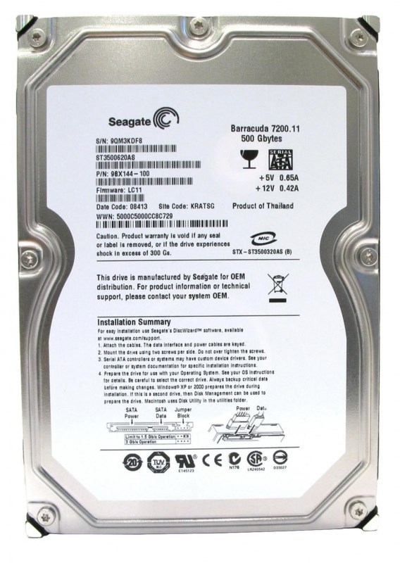 Жесткий диск Seagate 9BX144 500Gb SATAII 3,5" HDD 9BX144 - фото 28692