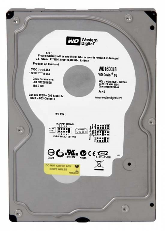 Жесткий диск Western Digital WD1600JB 160Gb 7200 IDE 3.5" HDD WD1600JB - фото 28834