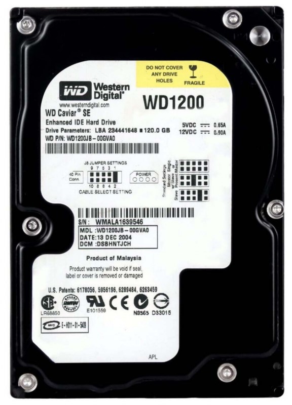 Жесткий диск Western Digital WD1200JB 120Gb 7200 IDE 3.5" HDD WD1200JB - фото 28837