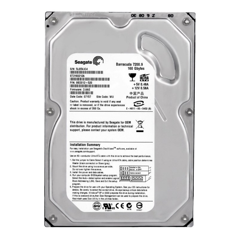 Жесткий диск Seagate ST3160212A 160Gb 7200 IDE 3.5" HDD ST3160212A - фото 28966