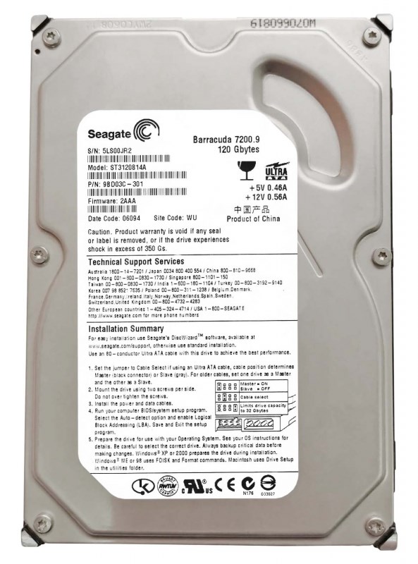 Жесткий диск Seagate ST3120814A 120Gb 7200 IDE 3.5" HDD ST3120814A - фото 28969