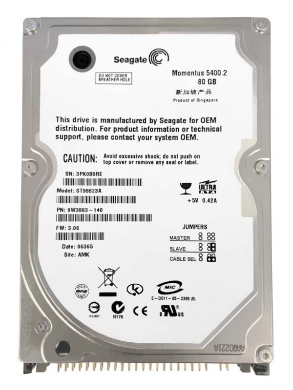 Жесткий диск Seagate ST98823A 80Gb 5400 IDE 2,5" HDD ST98823A - фото 29015