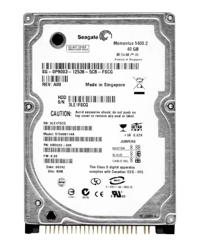 Жесткий диск Seagate 9W3232 40Gb 5400 IDE 2,5" HDD 9W3232 - фото 29021