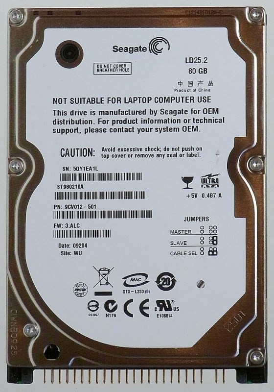 Жесткий диск Seagate ST980210A 80Gb 5400 IDE 2,5" HDD ST980210A - фото 29043