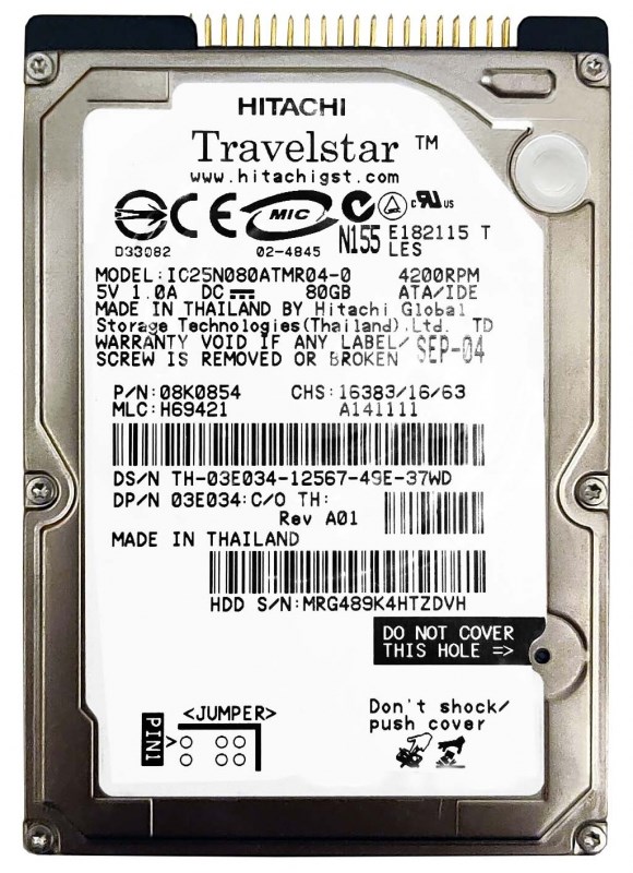 Жесткий диск Hitachi 13G1264 80Gb 4200 IDE 2,5" HDD 13G1264 - фото 29079