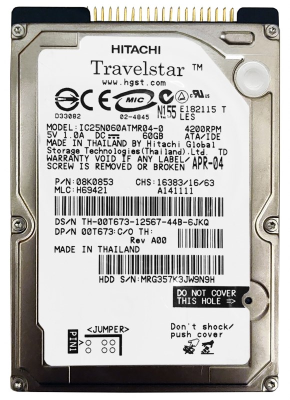 Жесткий диск Hitachi 00T673 60Gb 4200 IDE 2,5" HDD 00T673 - фото 29118