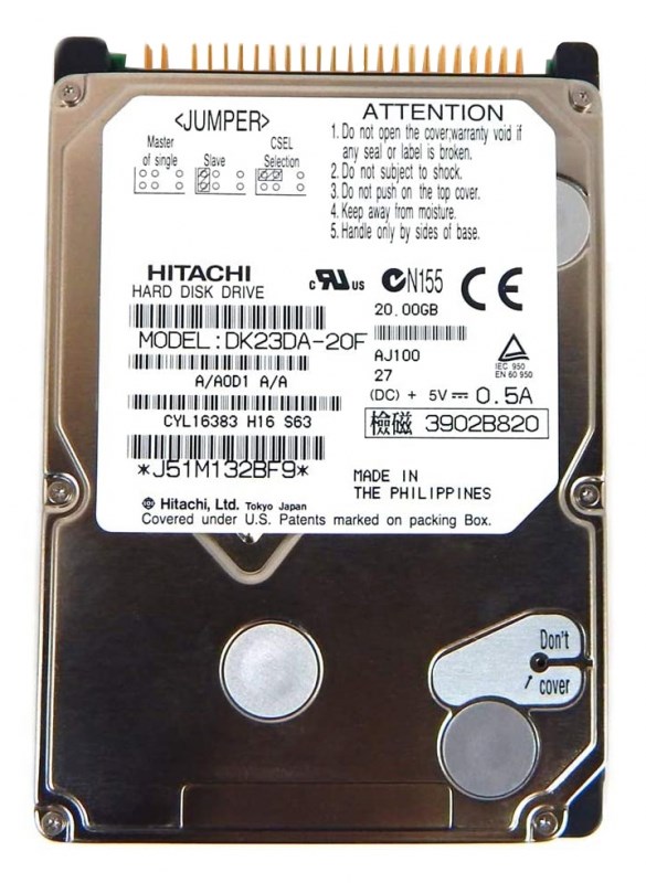 Жесткий диск Hitachi DK23DA-20F 20Gb 4200 IDE 2,5" HDD DK23DA-20F - фото 29315