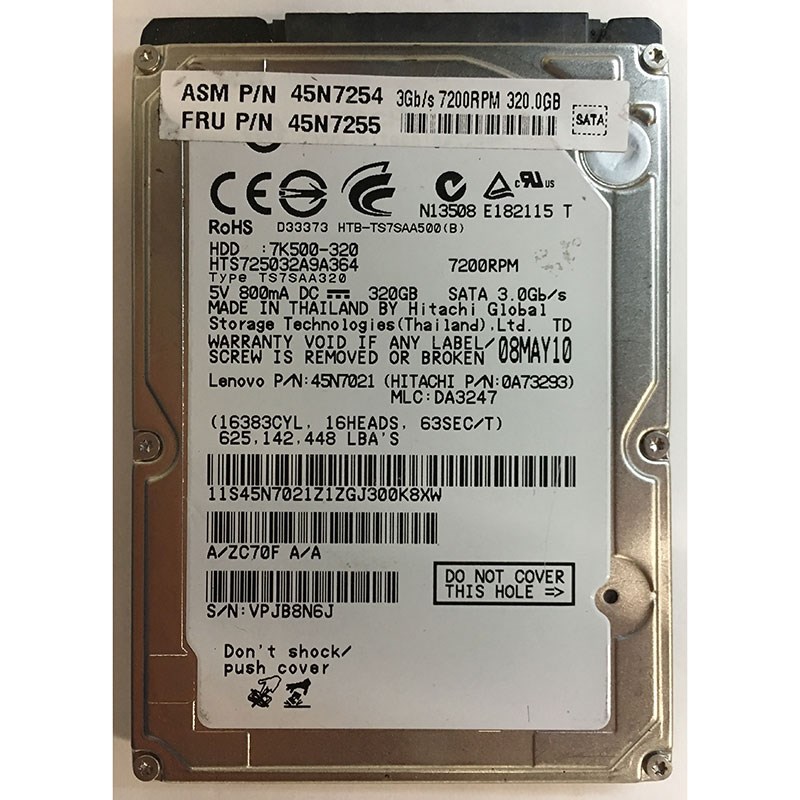 Жесткий диск Hitachi 0A73293 320Gb 7200 SATAII 2,5" HDD 0A73293 - фото 29558