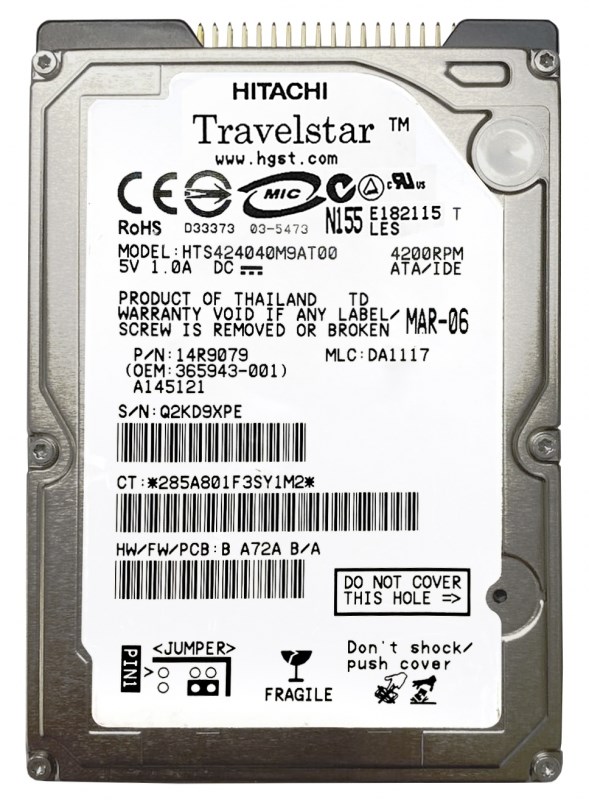 Жесткий диск Hitachi 0A26504 40Gb 4200 IDE 2,5" HDD 0A26504 - фото 29624