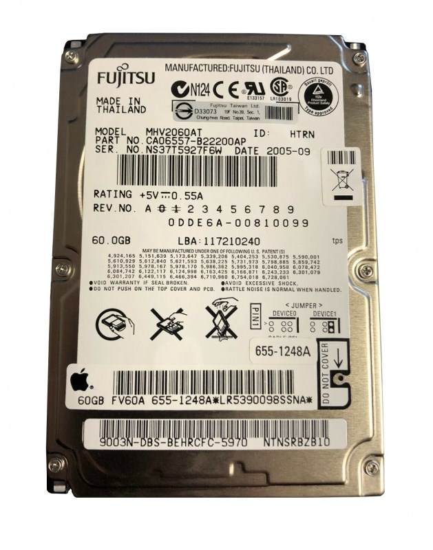 Жесткий диск Fujitsu CA06557 60Gb 4200 IDE 2,5" HDD CA06557 - фото 29713