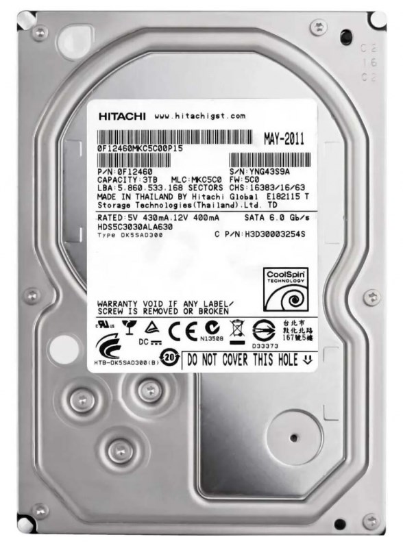 Жесткий диск Hitachi HDS5C3030ALA630 3Tb CoolSpin SATAIII 3.5" HDD HDS5C3030ALA630 - фото 29834