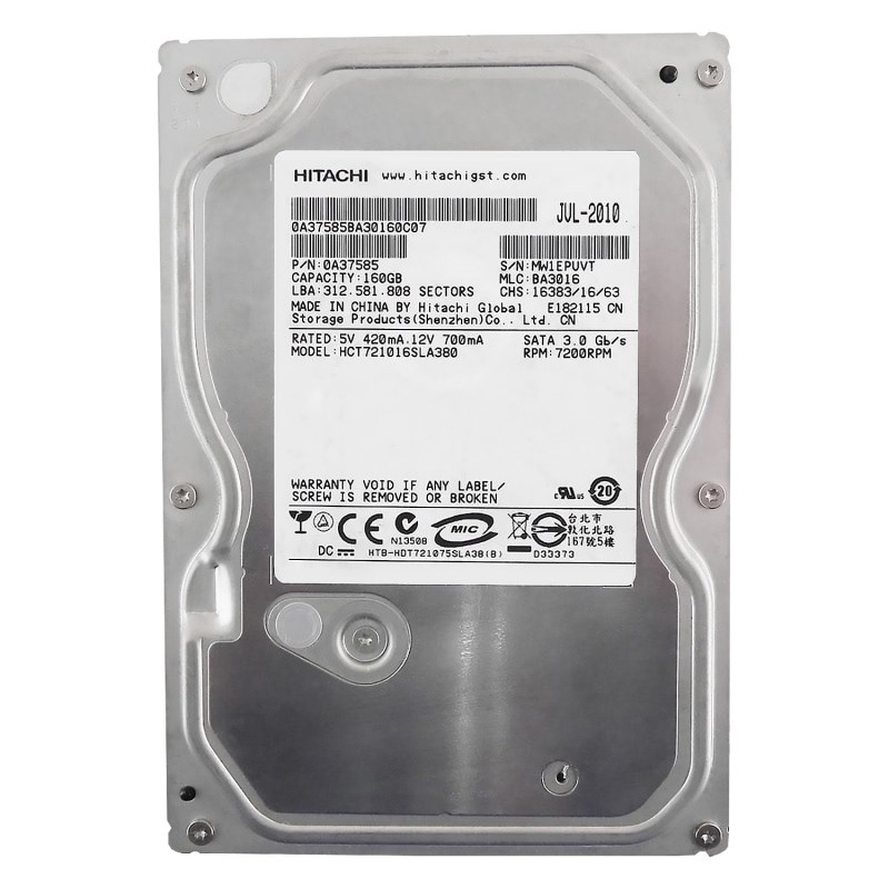 Жесткий диск Hitachi HCT721016SLA380 160Gb 7200 SATAII 3.5" HDD HCT721016SLA380 - фото 29855