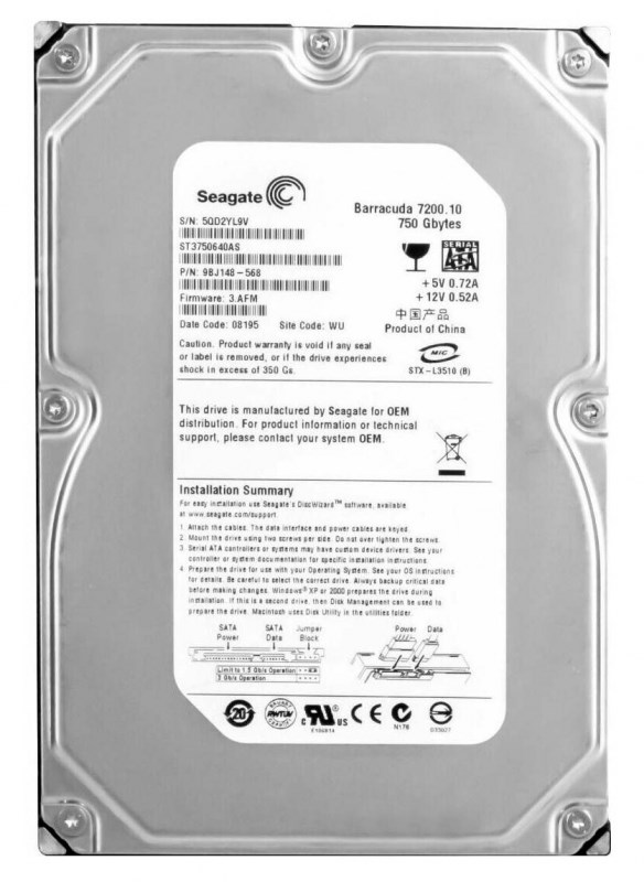 Жесткий диск Seagate ST3750640A 750Gb 7200 IDE 3.5" HDD ST3750640A - фото 29877