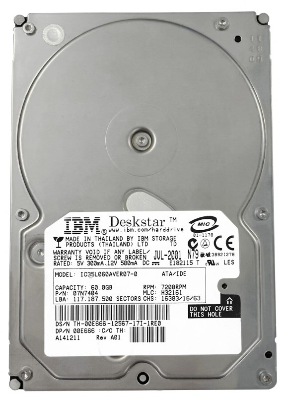 Жесткий диск IBM 00E666 60Gb 7200 IDE 3.5" HDD 00E666 - фото 30016