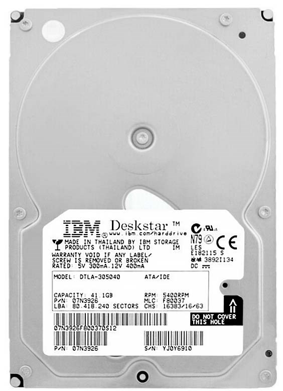 Жесткий диск IBM 07N3926 41,1Gb 5400 IDE 3.5" HDD 07N3926 - фото 30059