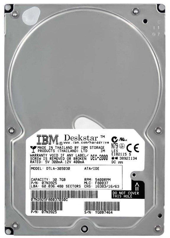 Жесткий диск IBM DTLA-305030 30,7Gb 5400 IDE 3.5" HDD DTLA-305030 - фото 30062