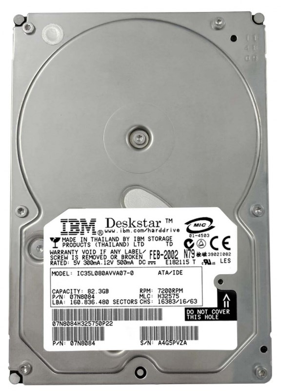 Жесткий диск IBM 07N8138 82,3Gb 7200 IDE 3.5" HDD 07N8138 - фото 30104