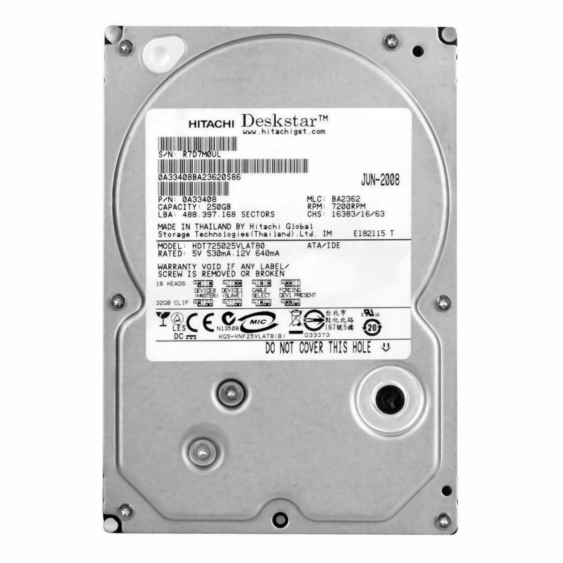 Жесткий диск Hitachi HDT725025VLAT80 250Gb 7200 IDE 3.5" HDD HDT725025VLAT80 - фото 30164