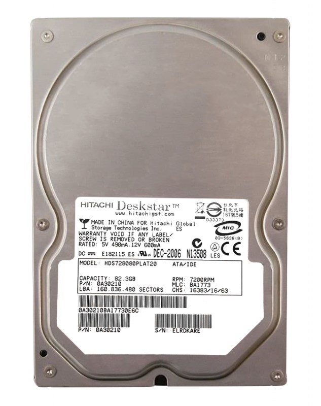 Жесткий диск Hitachi 0A30290 82,3Gb 7200 IDE 3.5" HDD 0A30290 - фото 30179