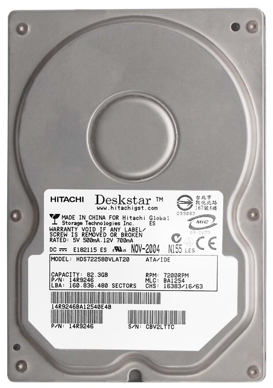 Жесткий диск Hitachi 08K0462 82,3Gb 7200 IDE 3.5" HDD 08K0462 - фото 30230