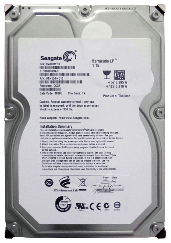 Жесткий диск Seagate ST31000520AS 1Tb 5900 SATAII 3.5" HDD ST31000520AS - фото 30346