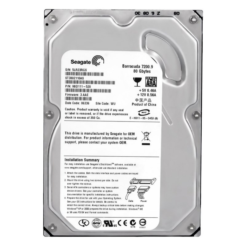 Жесткий диск Seagate 9BD111 80Gb 7200 SATAII 3.5" HDD 9BD111 - фото 30366