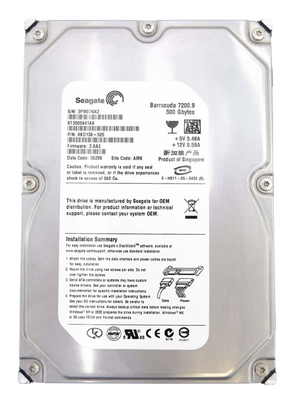 Жесткий диск Seagate ST3500841AS 500Gb 7200 SATAII 3.5" HDD ST3500841AS - фото 30369