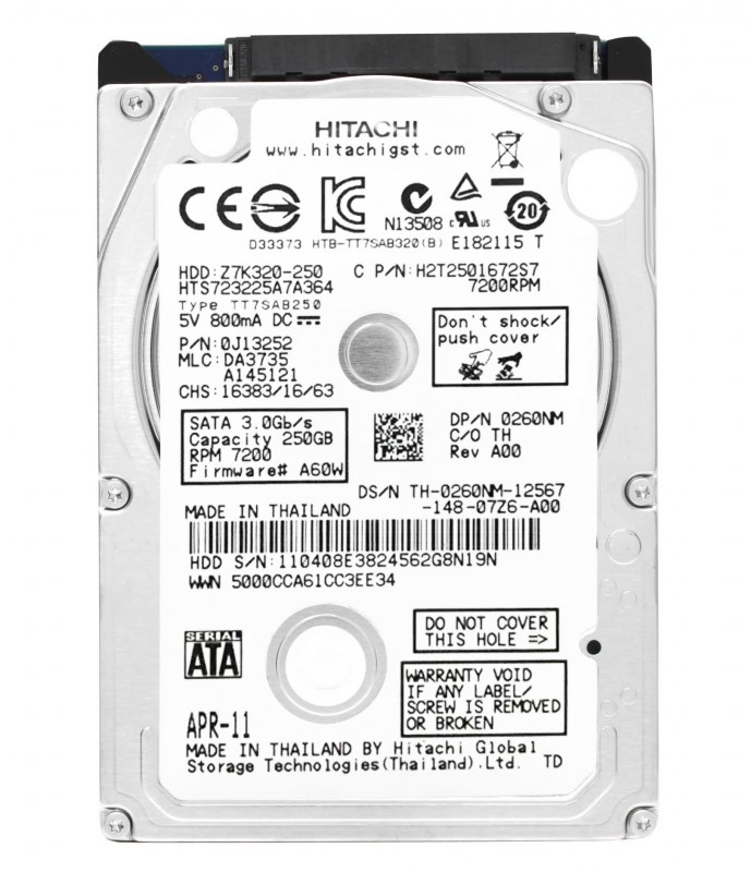 Жесткий диск Hitachi 0J13252 250Gb 7200 SATAII 2,5" HDD 0J13252 - фото 30415