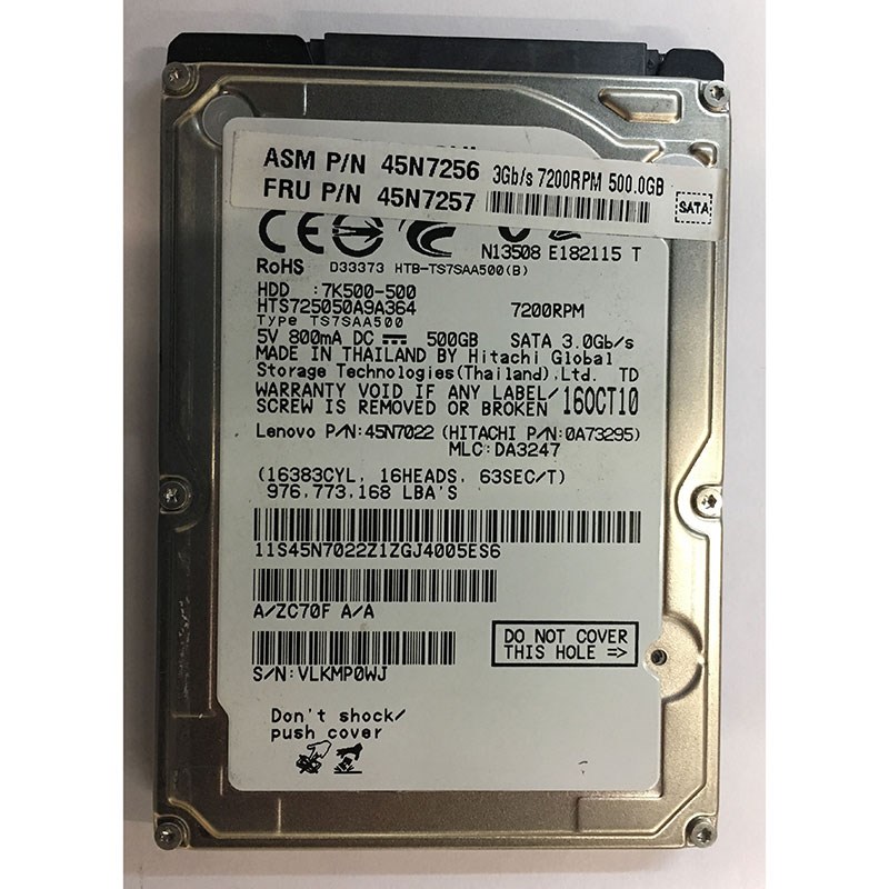 Жесткий диск Hitachi 0A73295 500Gb 7200 SATAII 2,5" HDD 0A73295 - фото 30444