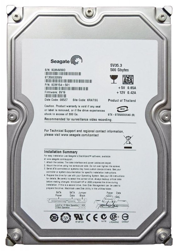 Жесткий диск Seagate ST3500320SV 500Gb SATAII 3,5" HDD ST3500320SV - фото 30470