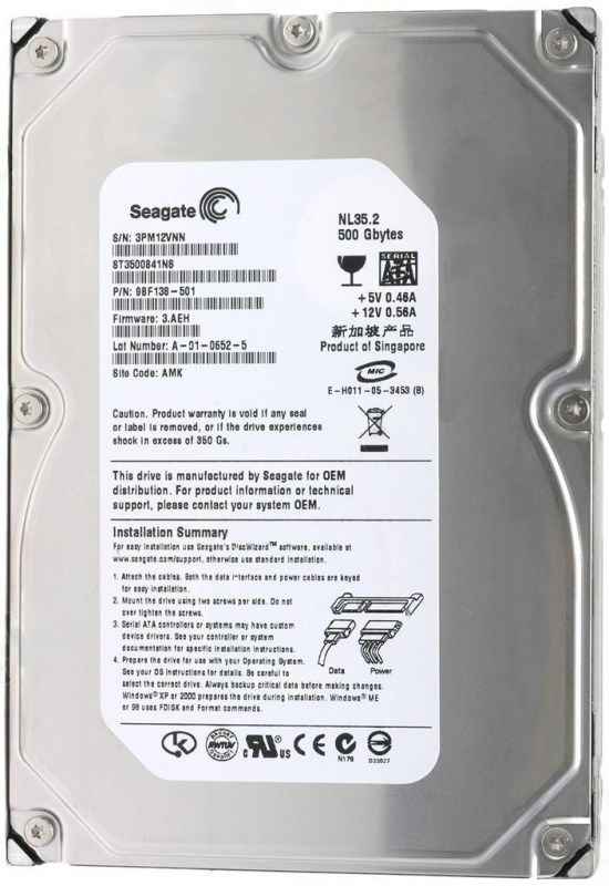 Жесткий диск Seagate 9BF138 500Gb SATAII 3,5" HDD 9BF138 - фото 30503