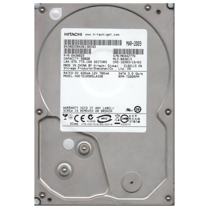 Жесткий диск Hitachi HDE721050SLA330 500Gb 7200 SATAII 3.5" HDD HDE721050SLA330 - фото 30583