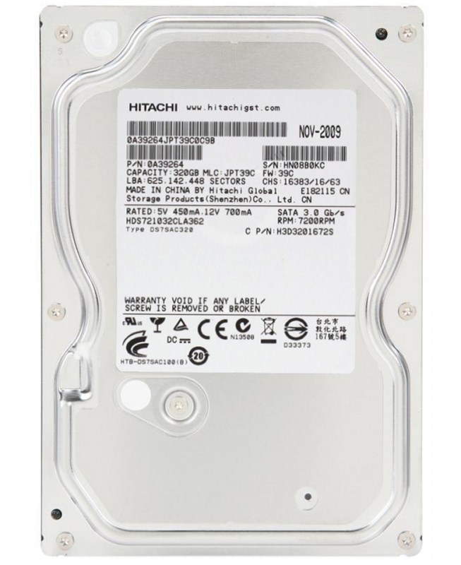 Жесткий диск Hitachi HDS721032CLA362 320Gb SATAII 3,5" HDD HDS721032CLA362 - фото 30691