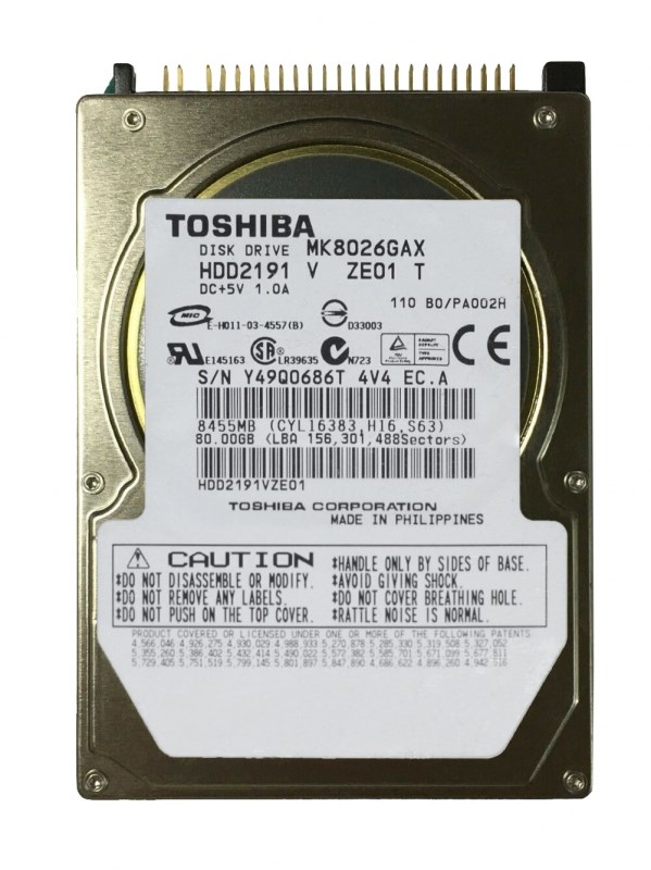 Жесткий диск Toshiba MK8026GAX 80Gb 5400 IDE 2,5" HDD MK8026GAX - фото 30724